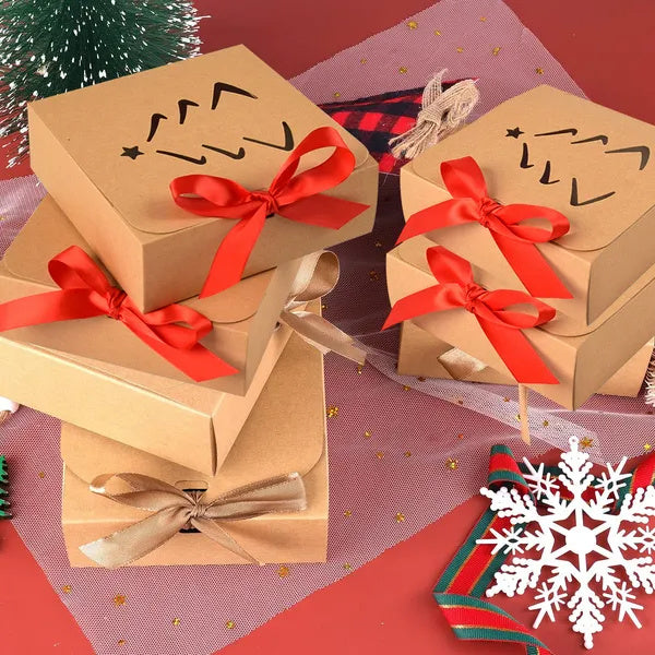 10 Pcs Christmas Gift Boxes With Lids And Red Ribbon Hollow Christmas Tree Beautiful Assorted Boxes Xmas Holiday Gift Wrap Boxes For Xmas Birthday Wedding Holiday Parties