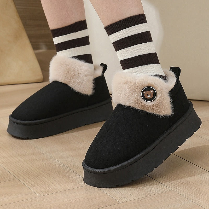 Ankle Wrap Cotton Slippers Thickened Couple Non-slip Warm Cotton Shoes